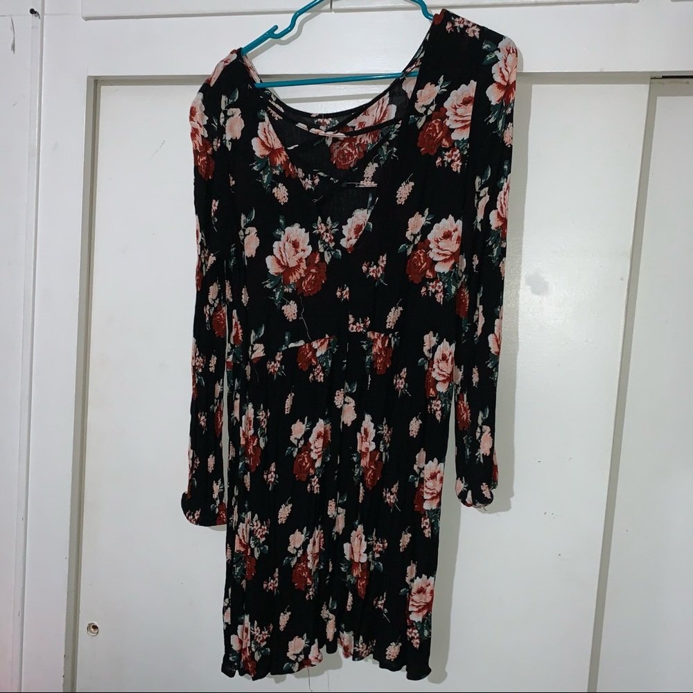 Black and pink floral dress